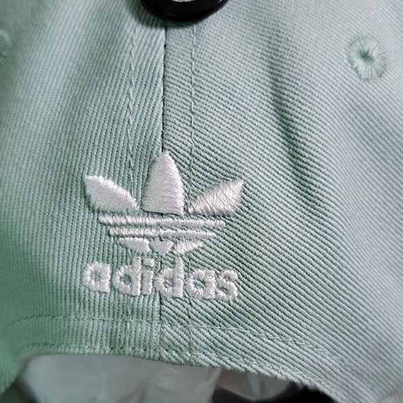 Adidas Originals Trefoil Logo Dad Hat Cap Pale Green Grey White Adjustable New - Picture 8 of 11